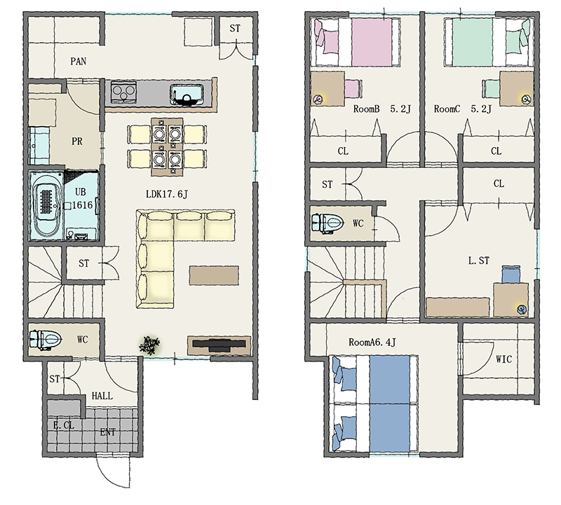 フォリア名東豊が丘　C号棟間取り(3SLDK)　駐車場2台付き